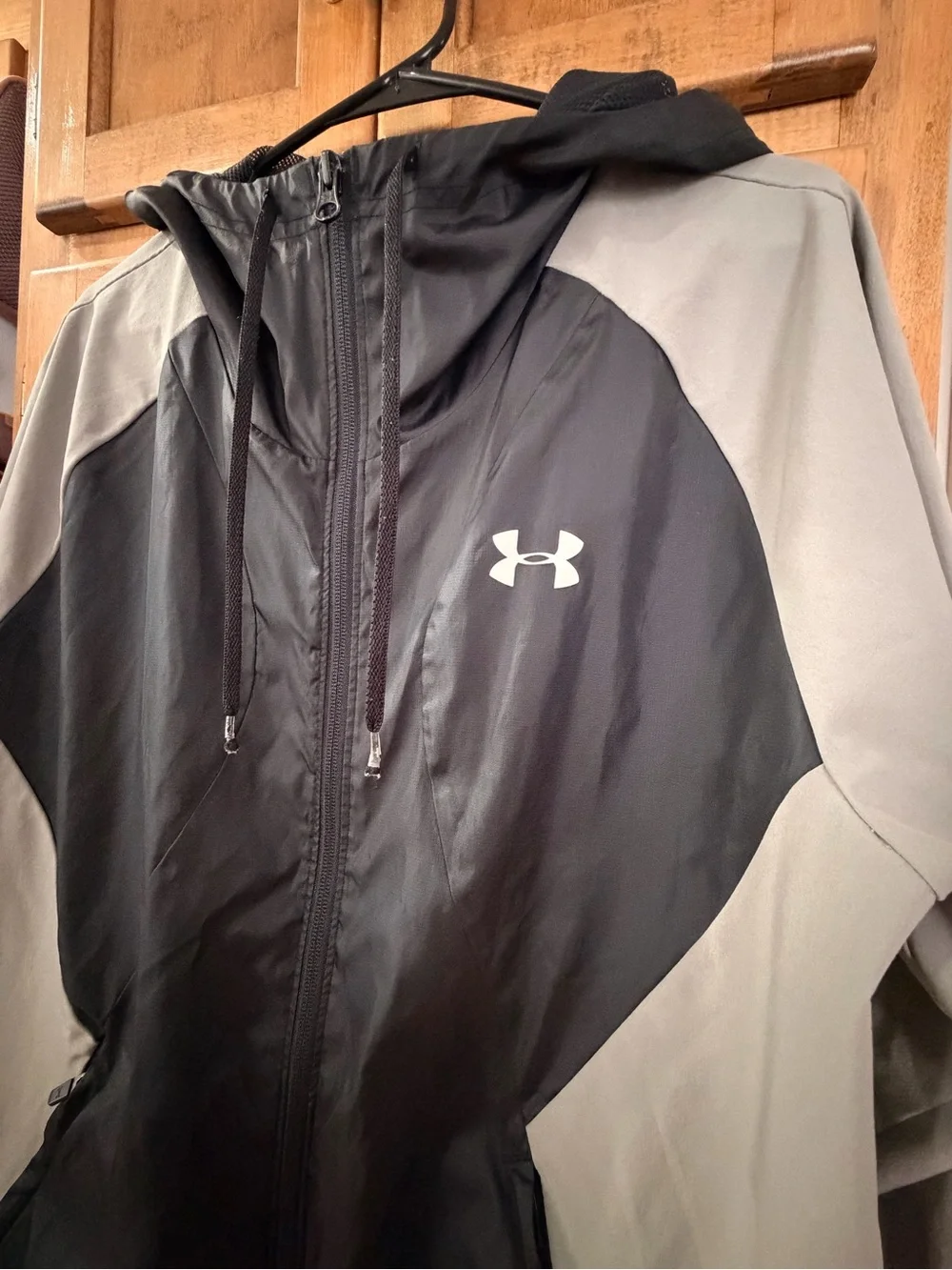 Under Armour Hooded Windbreaker in Black & Light Gray